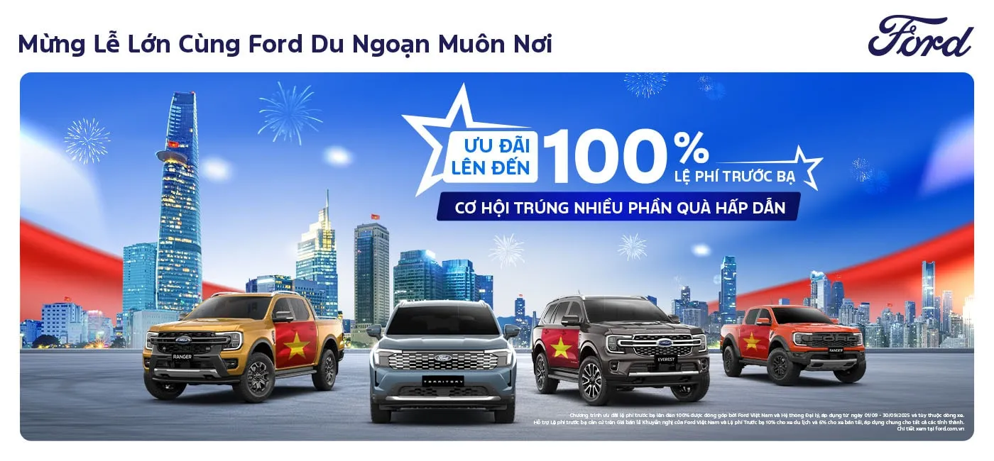 Khuyến mãi tháng 9/2025: Mừng lễ lớn cùng Ford du ngoạn muôn nơi
